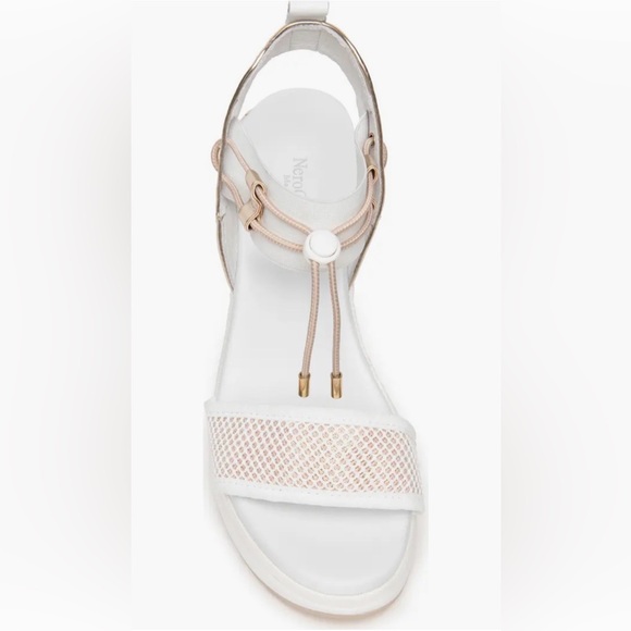 NeroGiardini Bungee Platform Wedge Sandals in White/Gold size 39/8.5 - Picture 3 of 12